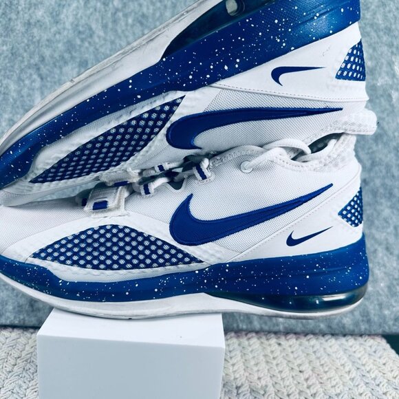 Nike Air Force Basketball Shoes Mens Size 13 White/Blue Mesh Strap Lace-Up - Picture 8 of 9